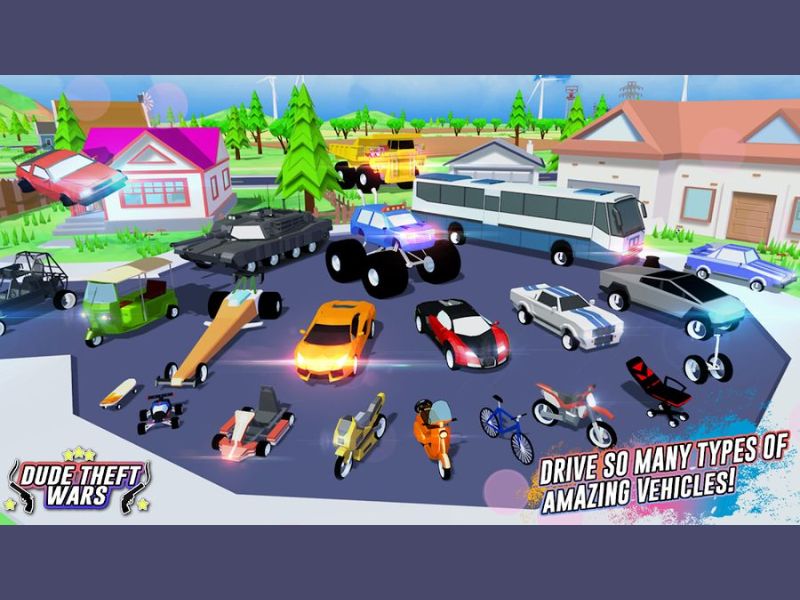 Kho Vũ Khí Và Phương Tiện Đa Dạng Trong Dude Theft Wars Theartpics Mod APK