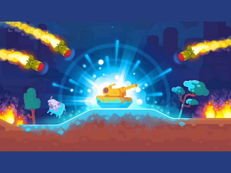 Điều khiển chiếc xe tăng trong Hack Tank Stars
