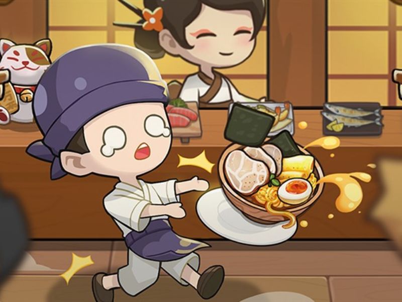 Lối chơi mô phỏng trong Hack Tiệm Sushi Mơ Ước