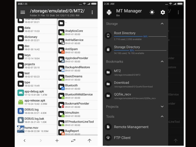 Quản lý tập tin trong MT Manager Mod 