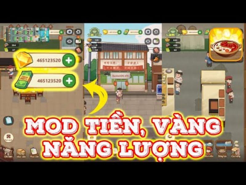 Vô hạn vàng, kim cương trong Tiệm Lẩu Đường Hạnh Phúc Mod Modlmh.com